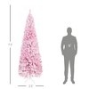 FURNIinspire Artificial Trees Unlit Tall Slim Snow Flocked Artificial Christmas Tree, Christmas Decorations For Holiday, Pink, 31.5"*31.5"*88.5" - 3 of 4