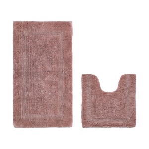 Lux Premium 100% Cotton Tufted Solid Reversible 2 PC Bath Rug Set – Ultra-Soft, Water-Absorbent, Durable, Machine Washable Bathroom Rug - 1 of 4