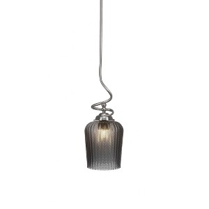 Toltec Lighting Capri 1 - Light Pendant in  Brushed Nickel with 9" Smoke Textured  Shade - 1 of 2