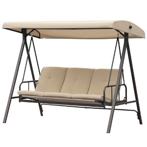 Aoodor 3-Person Outdoor Patio Swing Chair with Adjustable Canopy - Perfect for Patio, Garden - 1 of 4