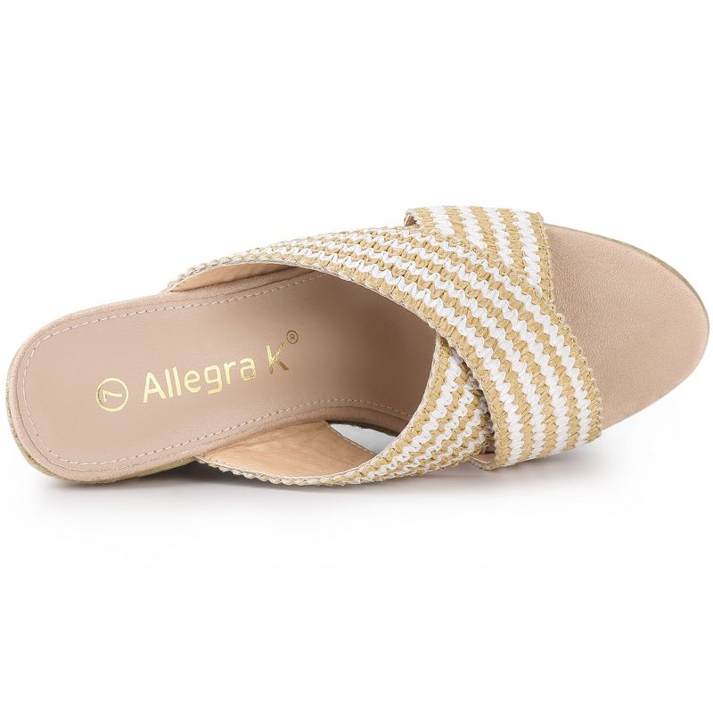 Allegra K Women's Espadrilles Wedges Slide Wedge Sandals, 5 of 8