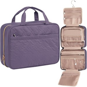 Medium Size Pink Travel Toiletry Bag for Women, Portable Hanging Cosmetic Organizer for Travel-Sized Shampoo, Conditioner - 1 of 4