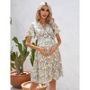 Women's Summer Floral Boho Maxi Dress Wrap Short Sleeve V Neck Ruffle A-Line Flowy Wedding Guest Long Dresses - 4 of 4