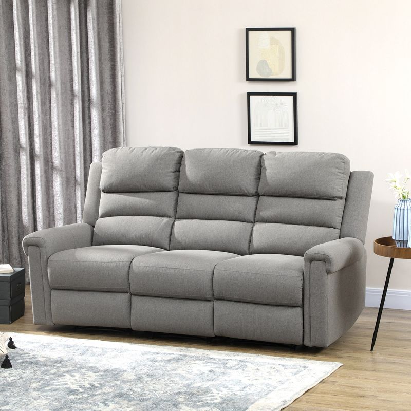 HOMCOM Recliner Sofa Couch with Easy Pull Handles and Adjustable Footrest, 3 Seater Sofa Modern Couch, 4 of 8