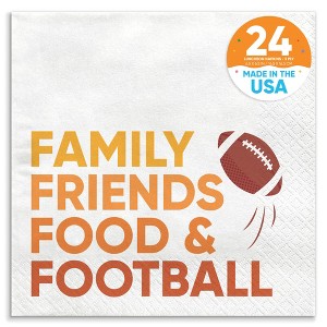 Big Dot of Happiness Family Friends Food and Football Party Napkins, Friendsgiving Party Decor, White 3-Ply Paper Luncheon Dinner Napkins - 24 Count - 1 of 4