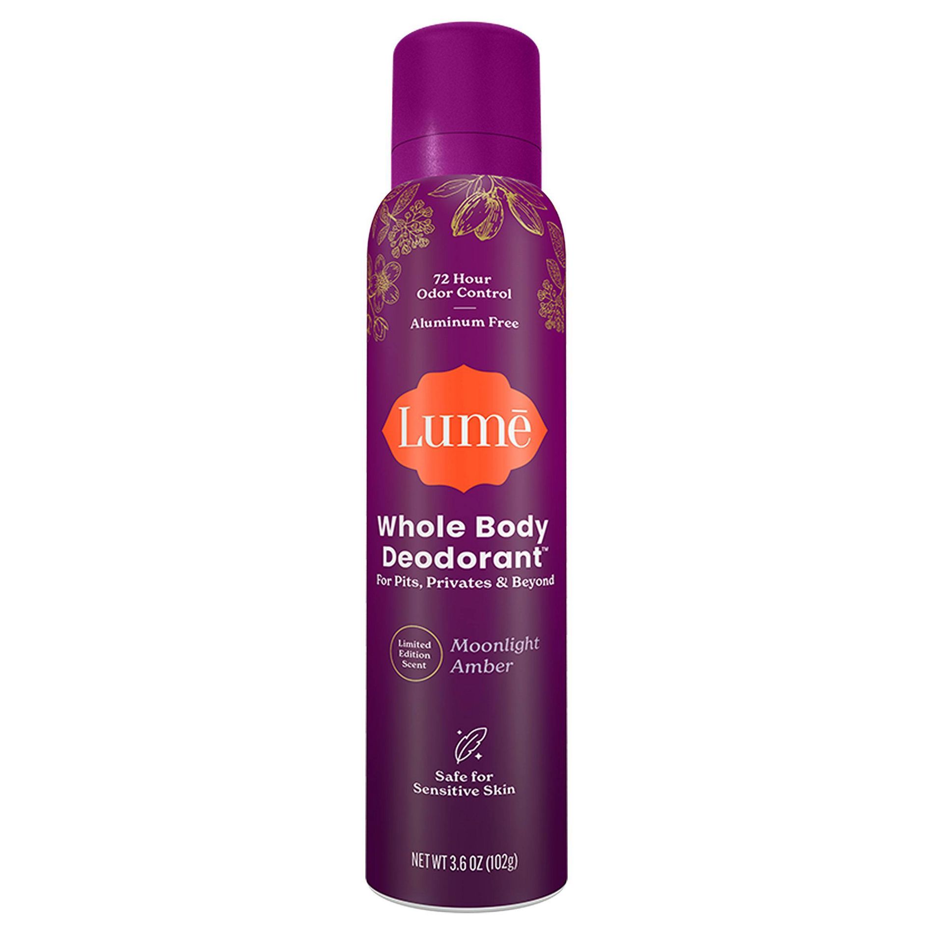 Lume Whole Body Aluminum Free Deodorant Spray -  Moonlight Amber - 3.6oz