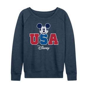 Women's - Disney - Americana Lightweight French Terry Wide Neck Long Sleeve Shirt - 1 of 4