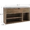 Shoe Storage Bench, Entryway Bench with Cushioned Seat and 2 Tiers of Shelves with Lift Top Storage Box - 3 of 4