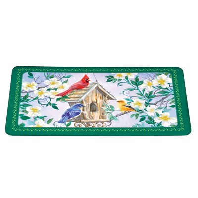 Collections Etc Floral Songbird Birdhouse Anti-Fatigue Kitchen Mat Green