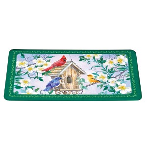 Collections Etc Floral Songbird Birdhouse Anti-Fatigue Kitchen Mat Green - 1 of 2