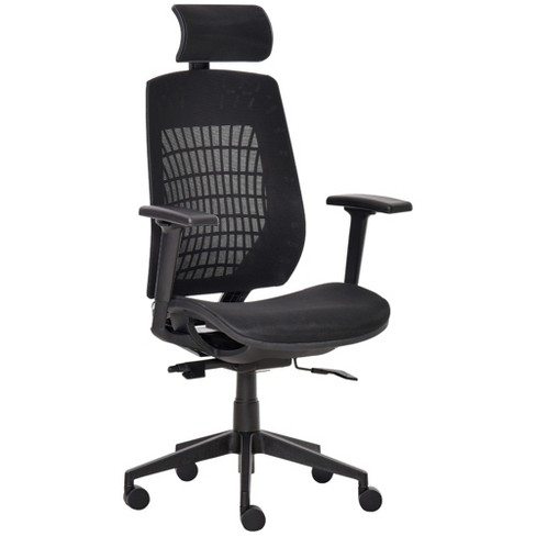 Vinsetto Ergonomic Mesh Office Chair with Lumbar Back Support Swivel Rocking Computer Chair with Adjustable Height and Armrests Grey