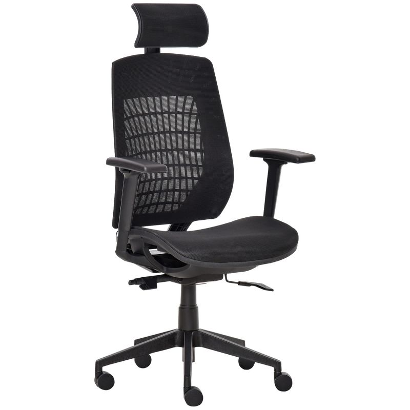 Vinsetto Ergonomic Mesh Office Chair, Reclining High Back Desk Chair with Adjustable Headrest & Armrests, Wheels, Swivel Computer Task & Gaming Chair, 1 of 7
