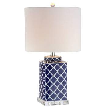 23" Clarke Chinoiserie Table Lamp (Includes LED Light Bulb) Blue - JONATHAN Y