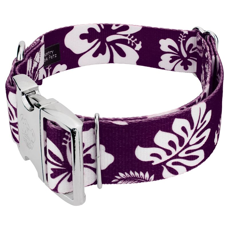 Country Brook Petz 1 1/2 Inch Premium Purple Hawaiian Dog Collar, 2 of 5