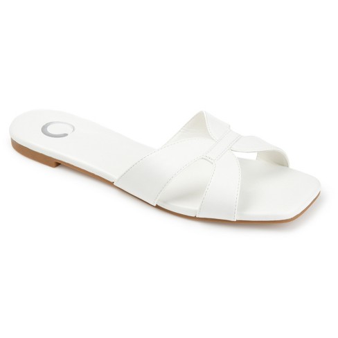 Journee Collection Womens Taleesa Slide Flat Sandals, White 6 : Target