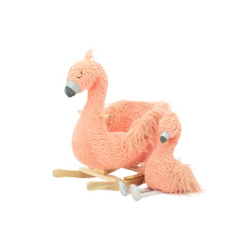 Soft Landing Darling Duos Flamingo Children's Rocker and Stuffed Animal  bundle