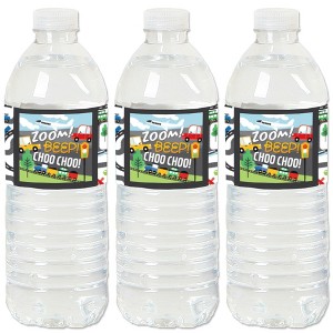 Big Dot of Happiness Cars, Trains, and Airplanes - Transportation Birthday Party Water Bottle Sticker Labels - Set of 20 - 1 of 4