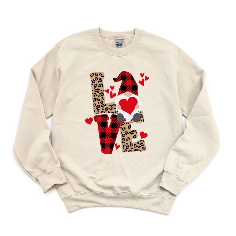 Simply Sage Market Women's Graphic Sweatshirt Leopard Gnome Love, 1 of 5
