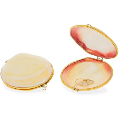Bright Creations 2 Pack Small Sea Shell Trinket Boxes, Beach Jewelry Organizer (2.6 In)