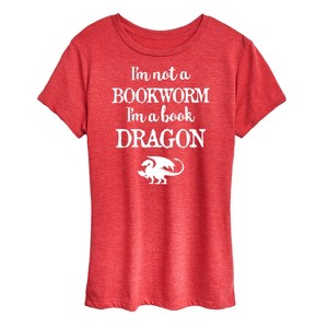 Women's - Instant Message - I'm A Book Dragon Short Sleeve Graphic T-Shirt - 1 of 4