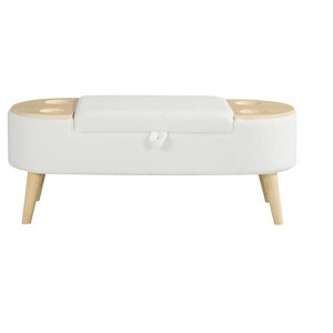 TiramisuBest Grey Storage Ottoman Bench 55.12 in, Chenille Tufted Bed Bench with Hidden Storage - 1 of 4