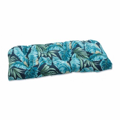 44" x 19" Outdoor/Indoor Wicker Loveseat Cushion Tortola Midnight Blue - Pillow Perfect: Weather-Resistant Patio Comfort