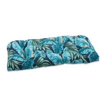 44" x 19" Outdoor/Indoor Wicker Loveseat Cushion Tortola Midnight Blue - Pillow Perfect