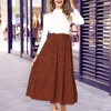 Women's Polka Dot Maxi Skirt - High Waist Pleated Midi Swing Skirt with Pockets for Beach & Cruise Coffee - 3 of 4