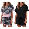 Ekouaer 2 Pack Womens Pajama Sets Short Sleeve Top with Shorts Soft Comfy Loungewear Sleepwear - 3 of 4