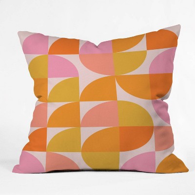 16"x16" June Journal Mid Century Modern Geometry Throw Pillow Orange - Deny Designs