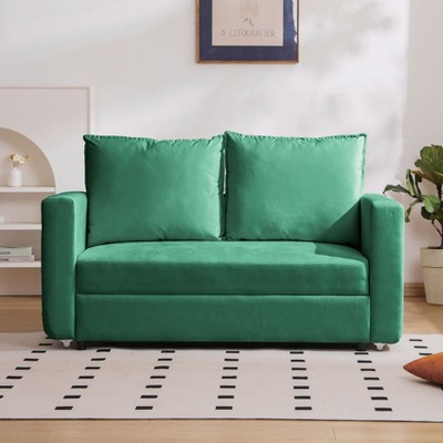 NicBex 62.5" Sofa Bed Loveseat Couch with Pull Out Bed & Adjustable Backrest,Upholstered Sleeper Sofa for Living Room,Bedroom,Office