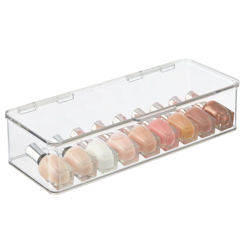 mDesign Makeup Storage Organizer Box, Lid for Bathroom Vanity - Clear, 1 of 8