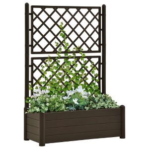 vidaXL Garden Planter with Trellis 39.4"x16.9"x55.9" PP Mocha - 1 of 4