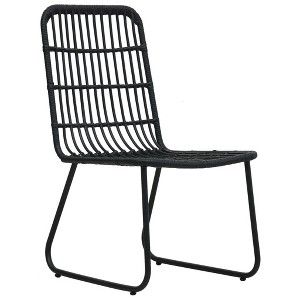 vidaXL Patio Chairs 2 Pcs Modern Dining Chair for Outdoor Balcony Poly Rattan - Black - 1 of 4