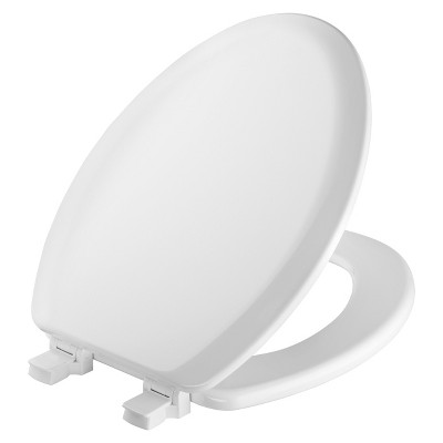 Cameron Never Loosens Elongated Enameled Wood Toilet Seat with Easy Clean Hinge White - Mayfair by Bemis