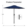DOMETOUR 7.5ft Patio Outdoor Table Market Yard Umbrella with Push Button Tilt/Crank, 6 Sturdy Ribs for Garden, Deck, Backyard, Pool, Dark Blue - 2 of 4