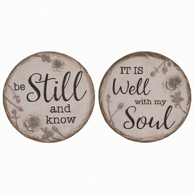 Transpac Farmhouse Blessings Garden Stone Set of 2 Spring Home Decorations