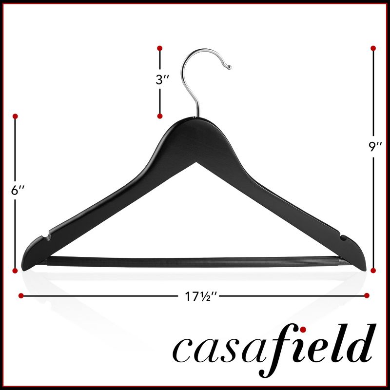 Casafield Wooden Suit Hangers, Non-Slip Pant Bar & Swivel Hook - Set of 20, 5 of 8