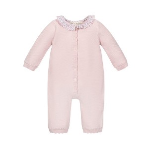 Hope & Henry Baby  Ruffle Collar Button Front Sweater Romper, Infant - 1 of 4