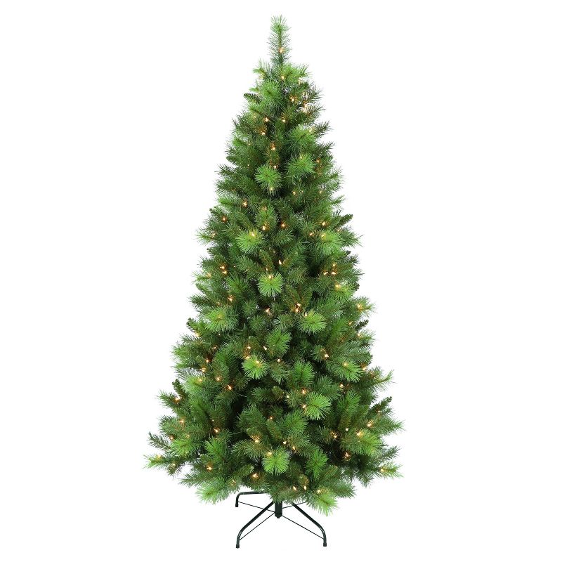 6.5ft Puleo Pre-Lit Adirondack Pine Artificial Christmas Tree Clear Lights, 1 of 5