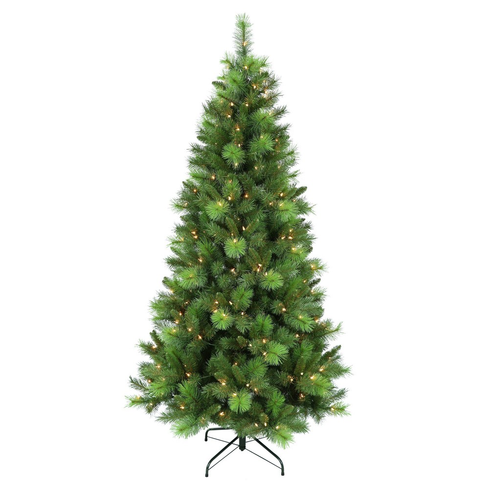 Photos - Garden & Outdoor Decoration Puleo 6.5ft  Pre-Lit Adirondack Pine Artificial Christmas Tree Clear Lights 