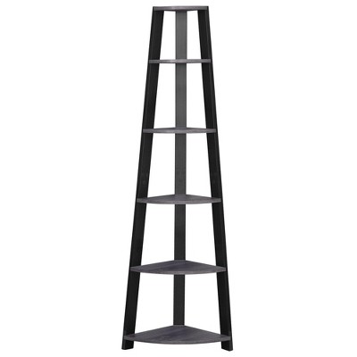 Monarch Specialties Bookshelf Bookcase Etagere Corner 5 Tier 72InchH Office Bedroom Laminate Grey Black Contemporary Modern