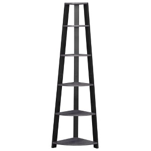 Monarch Specialties Bookshelf Bookcase Etagere Corner 5 Tier 72InchH Office Bedroom Laminate Grey Black Contemporary Modern - 1 of 4