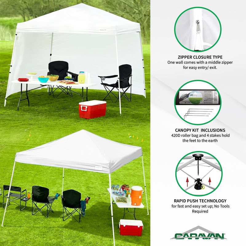 Caravan Canopy V-Series 12 x 12' Tent Sidewalls with V-Series 2 12 x 12' Pop-Up Tent Slanted Leg Instant Canopy & 4 6-Pound Cement Weight Plates, 5 of 7