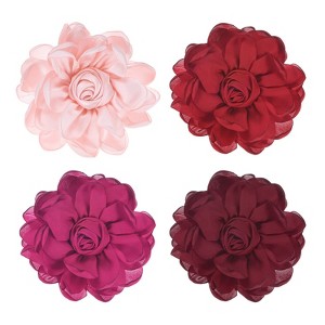 Unique Bargains Alloy Satin Fabric Big Rose Flower Dainty Brooches 4 Pcs - 1 of 4