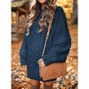 Women's Oversized Chunky Knit Sweater Dress | Long Sleeve Cable Knit Short Dress for Fall Winter Vacations Navy - 3 of 4