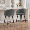 Bekrvio Swivel Counter Height Bar Stools Set of 2, 26" Modern Upholstered Barstools with Barrel Arms & Backs, Bar Stools for Kitchen Island - 3 of 4
