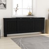 vidaXL Modern Adjustable MDF Radiator Cover, Sleek Design, Versatile Shelf, Durable Construction, Black, 55.9"-80.7"x8.1"x32.1" - 2 of 4