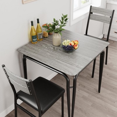 WhizMax Dining Table Set for 2 with Square Wood Top and Cushioned Chairs, 3 Piece Kitchen & Dining Room Sets for Small Space, Apartment
