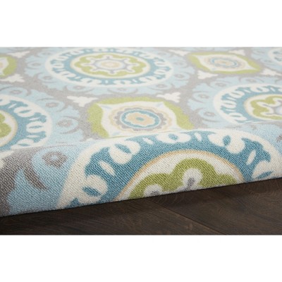 Blue Rectangular Flat Woven Synthetic Medallion Rug